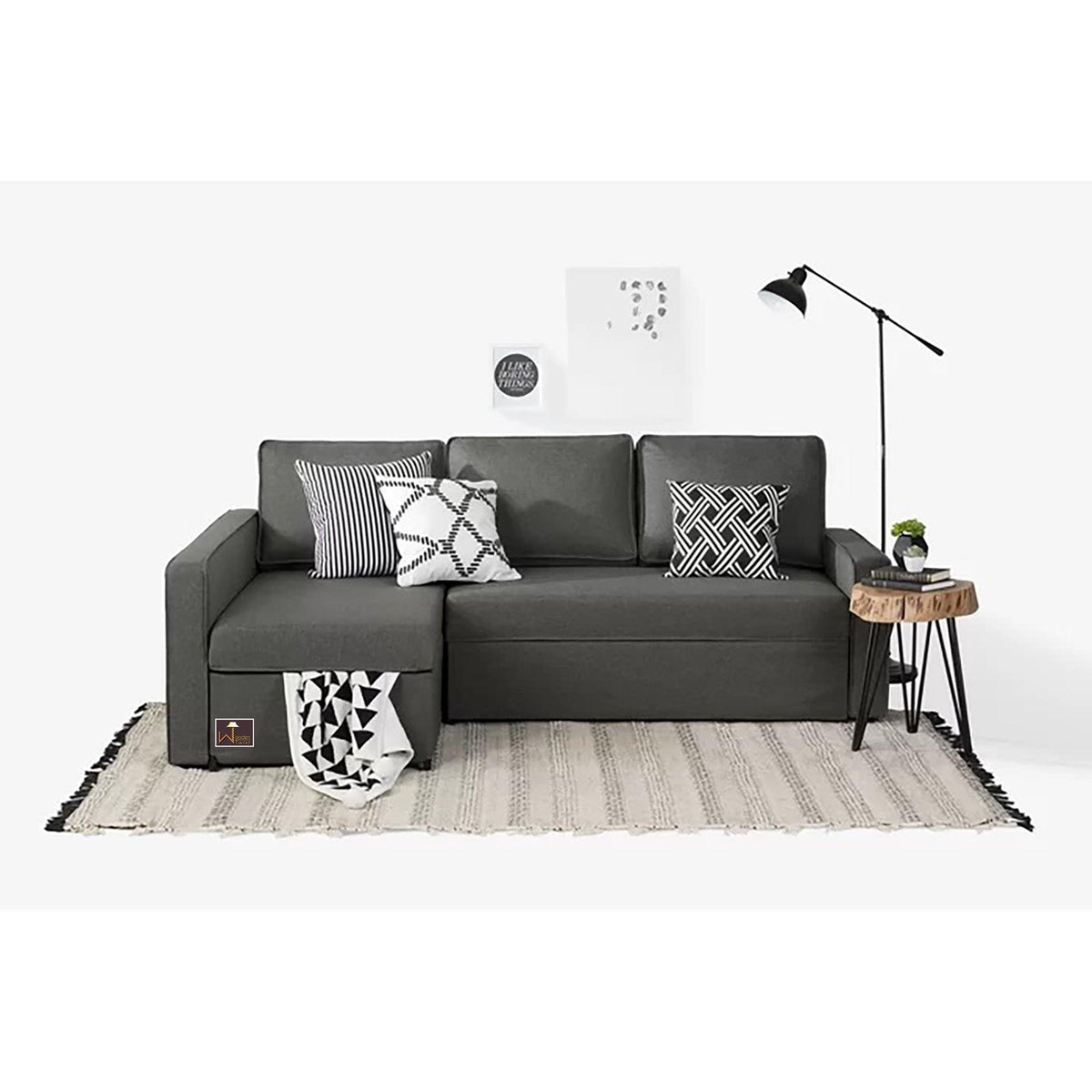 Wide 5 Seater L-Shape Sofa Bed with Comfort Cushion - WoodenTwist
