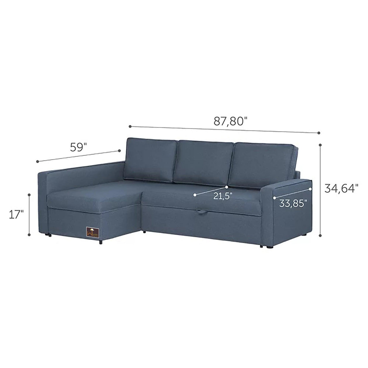 Wide 5 Seater L-Shape Sofa Bed with Comfort Cushion - WoodenTwist