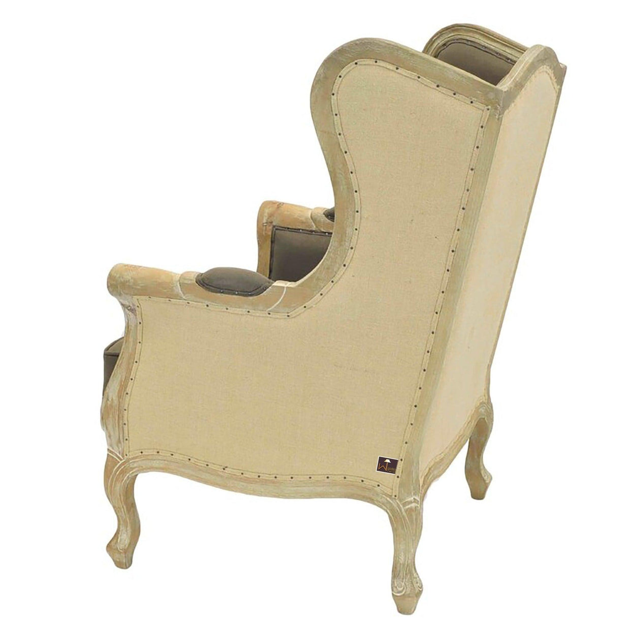 Wooden Wide Wingback Arm Chair (Cafe Mocha) - WoodenTwist