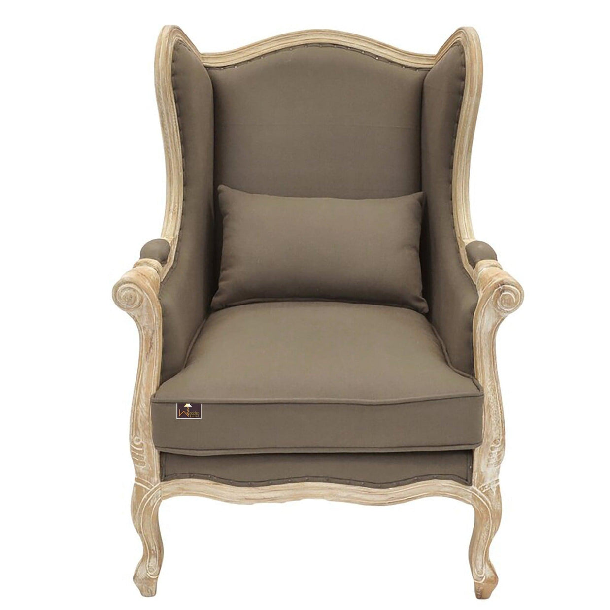 Wooden Wide Wingback Arm Chair (Cafe Mocha) - WoodenTwist