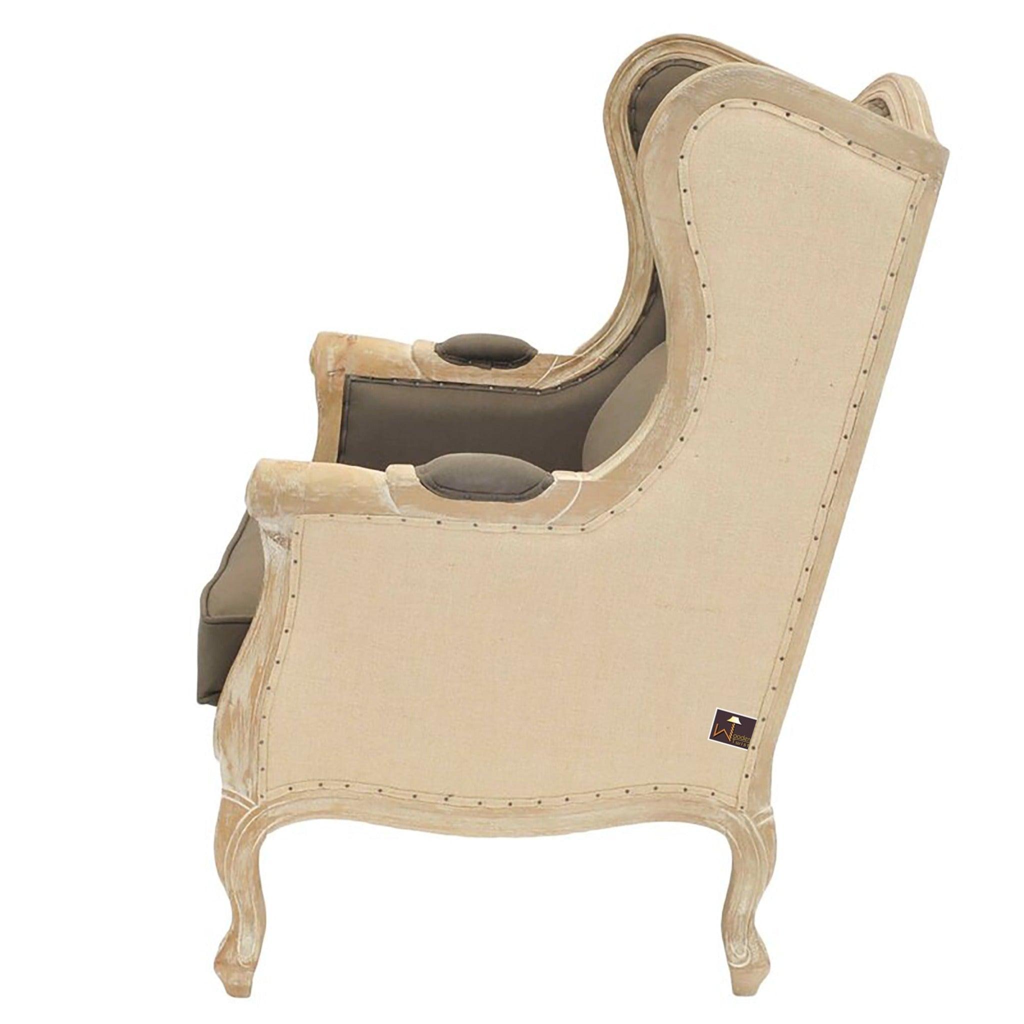 Wooden Wide Wingback Arm Chair (Cafe Mocha) - WoodenTwist