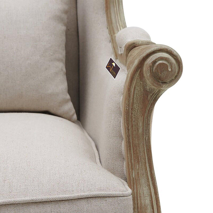 Wooden Wide Wingback Arm Chair (Light Sand) - WoodenTwist
