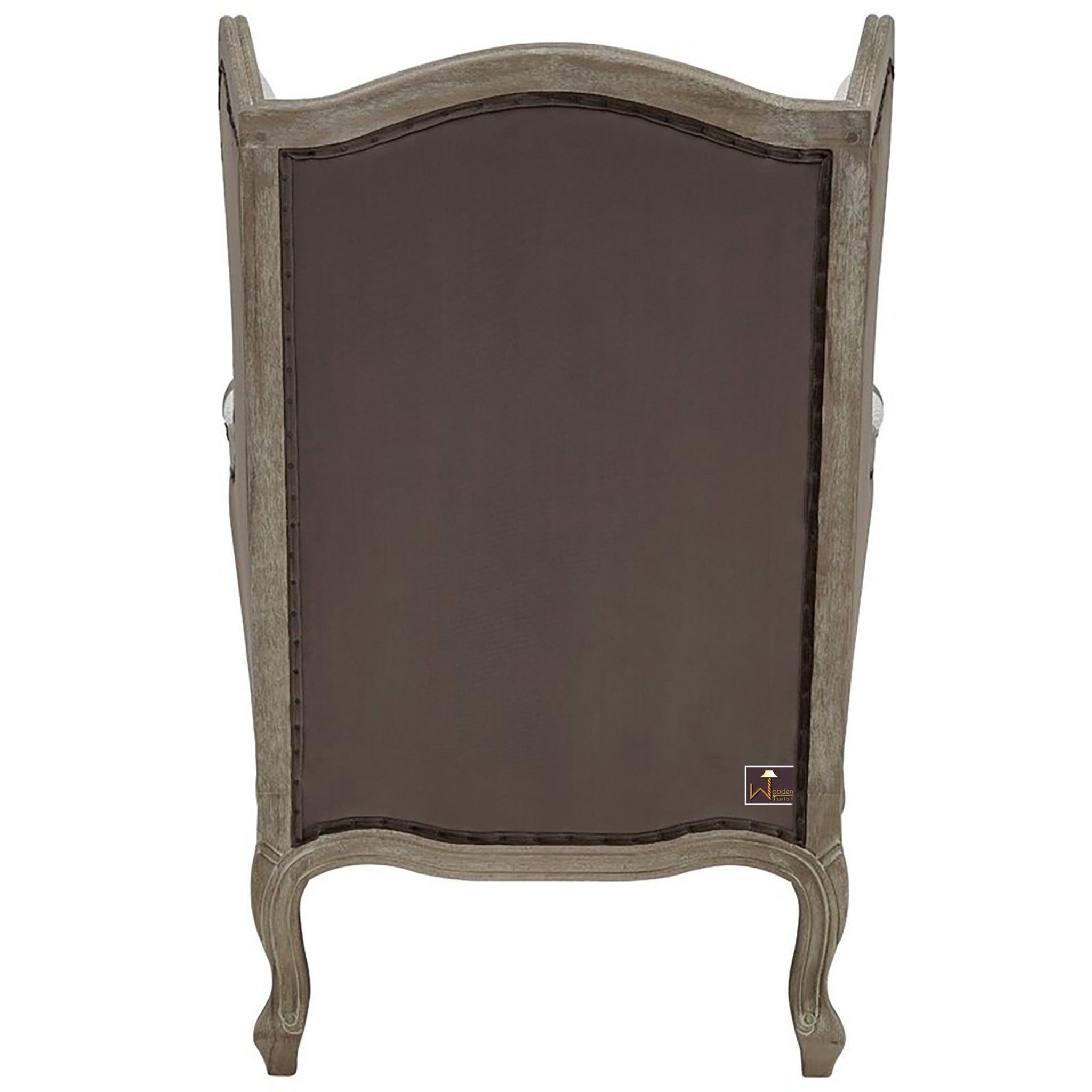 Wooden Wide Wingback Arm Chair (Cardiff Cream) - WoodenTwist