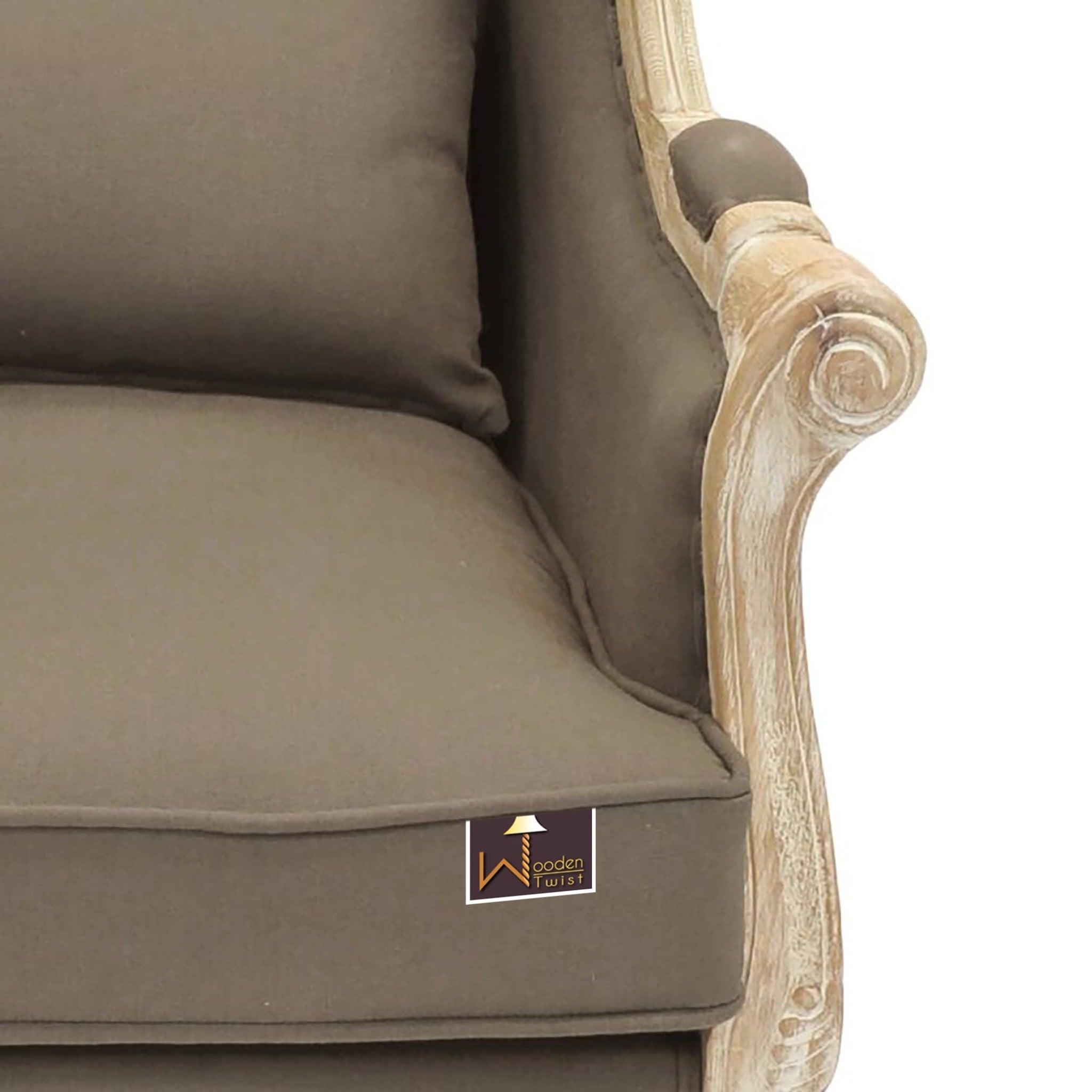 Wooden Wide Wingback Arm Chair (Cafe Mocha) - WoodenTwist