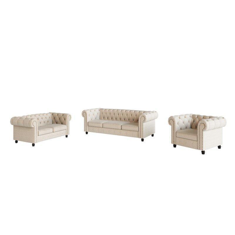 Chesterfield Destro Premium Living Room Sofa Set - WoodenTwist