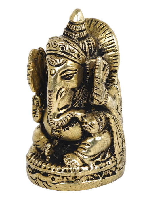 Ganesh Round Base Idol - WoodenTwist