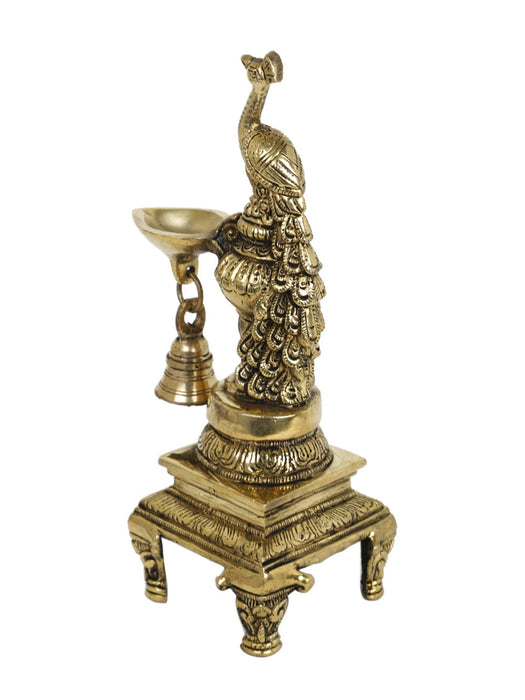 Parrot Diya Lamp With Bell - WoodenTwist