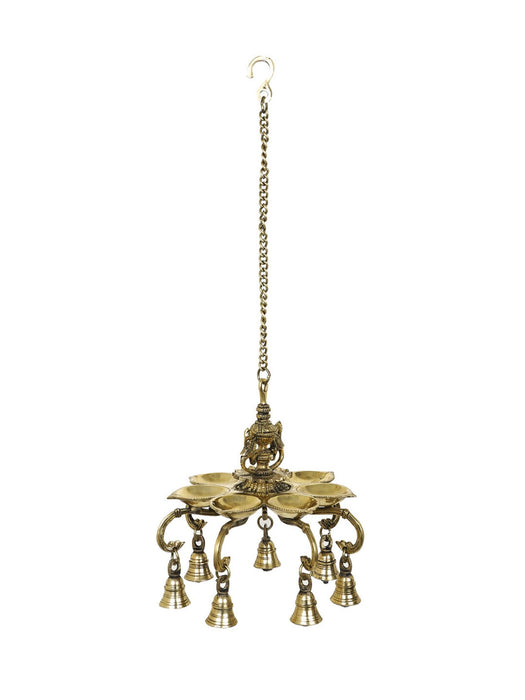 Parrot Chain Hanging Diya With Bell - WoodenTwist
