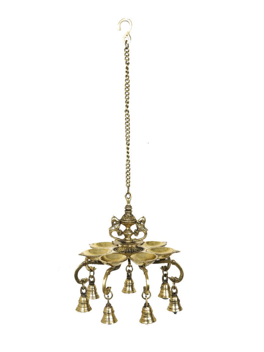 Parrot Chain Hanging Diya With Bell - WoodenTwist