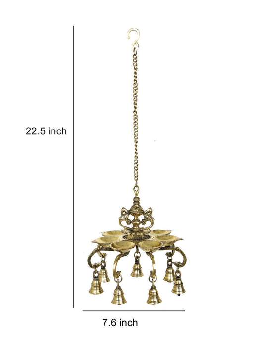 Parrot Chain Hanging Diya With Bell - WoodenTwist