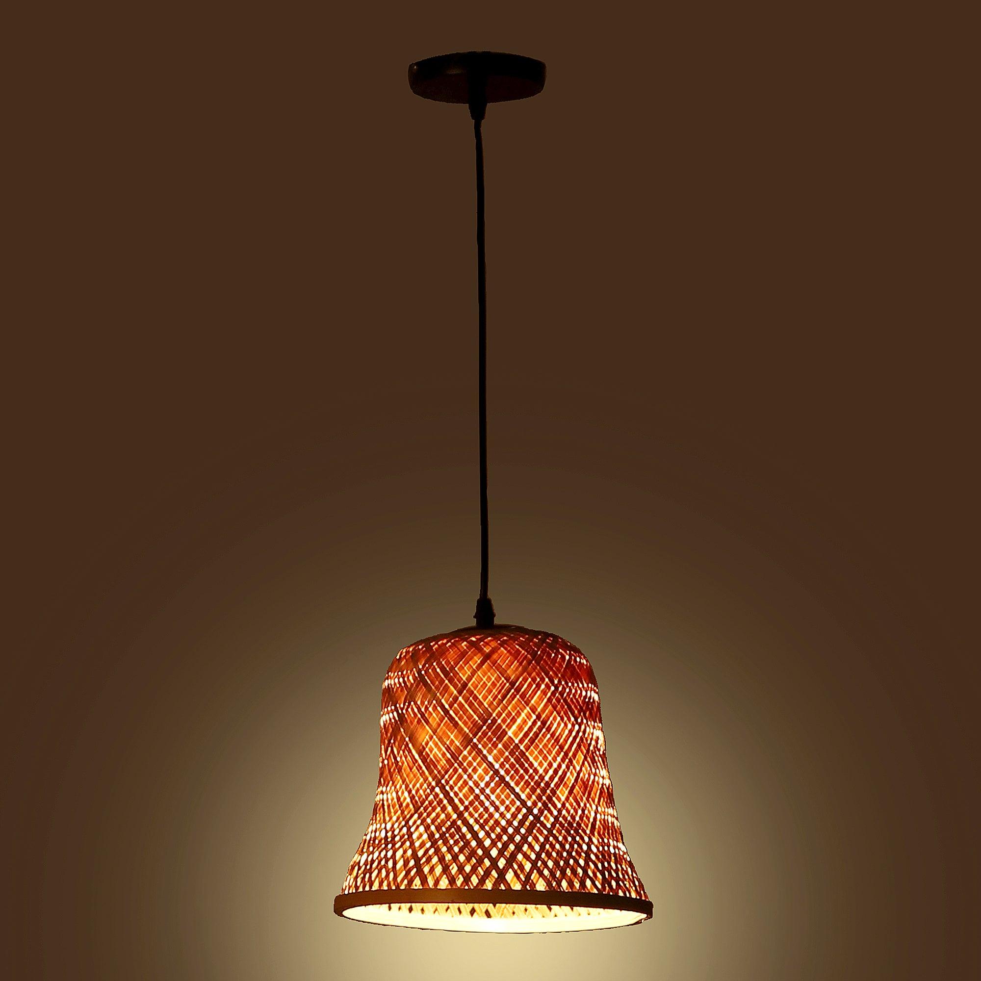 Khadi Brown Cane Wood Hanging Lights - WoodenTwist