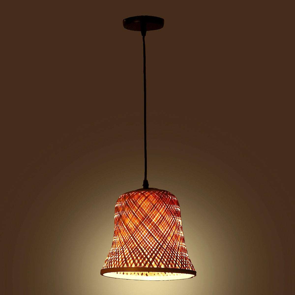 Khadi Brown Cane Wood Hanging Lights - WoodenTwist