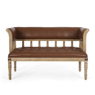 Wooden Flared Arm Loveseat Bench for Living Room Comfort for Backrest (2 Seater, Brown) - WoodenTwist
