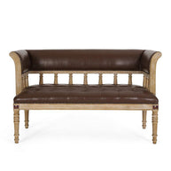 Wooden Flared Arm Loveseat Bench for Living Room Comfort for Backrest (2 Seater, Dark Brown) - WoodenTwist