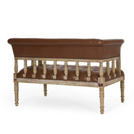 Wooden Flared Arm Loveseat Bench for Living Room Comfort for Backrest (2 Seater, Brown) - WoodenTwist