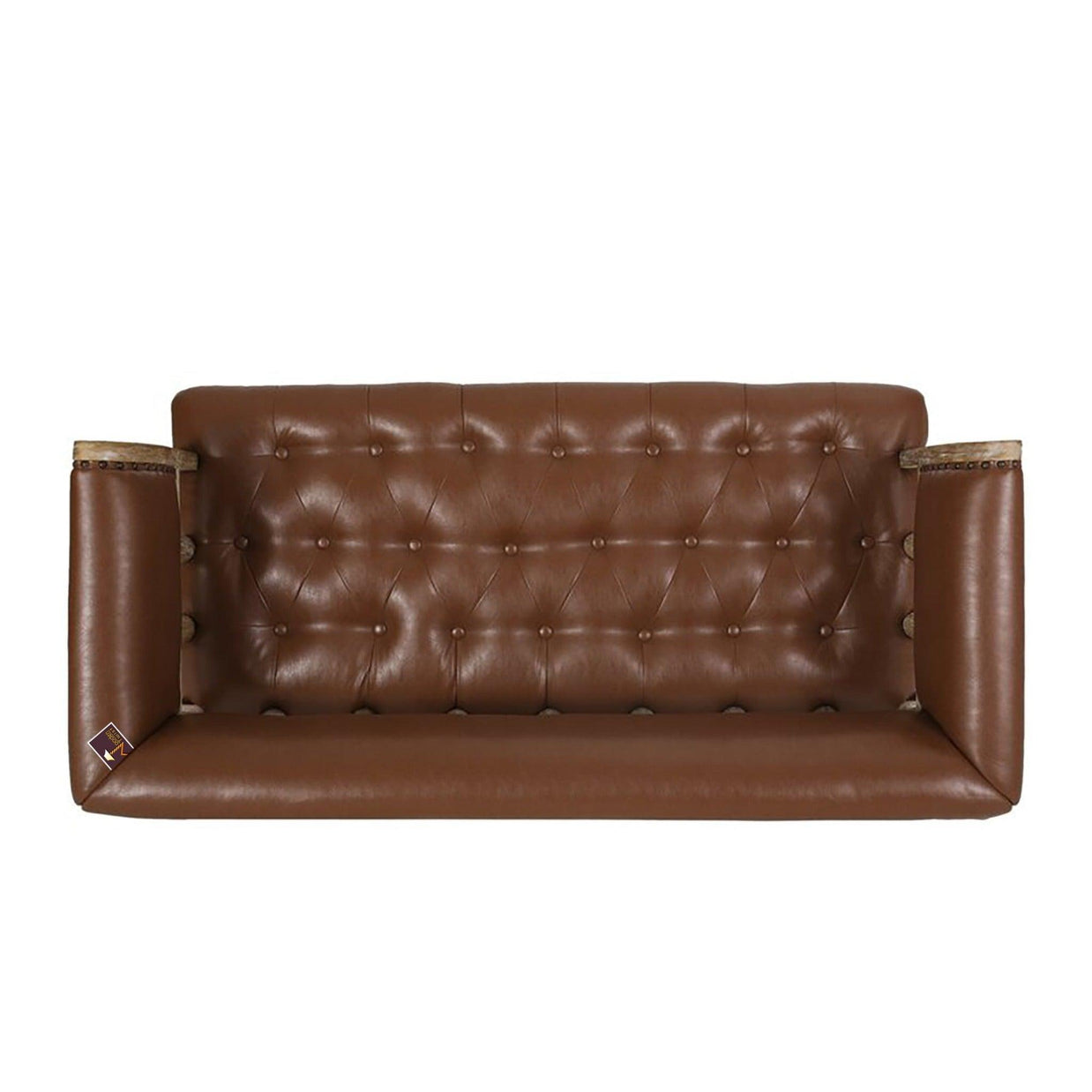 Wooden Flared Arm Loveseat Bench for Living Room Comfort for Backrest (2 Seater, Brown) - WoodenTwist