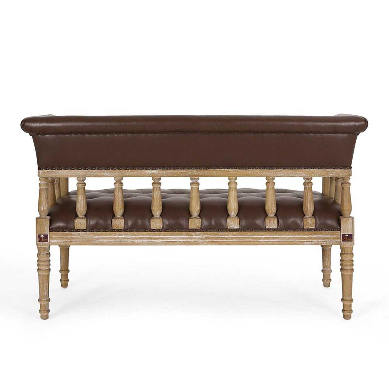 Wooden Flared Arm Loveseat Bench for Living Room Comfort for Backrest (2 Seater, Dark Brown) - WoodenTwist