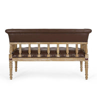Wooden Flared Arm Loveseat Bench for Living Room Comfort for Backrest (2 Seater, Dark Brown) - WoodenTwist