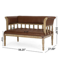 Wooden Flared Arm Loveseat Bench for Living Room Comfort for Backrest (2 Seater, Brown) - WoodenTwist