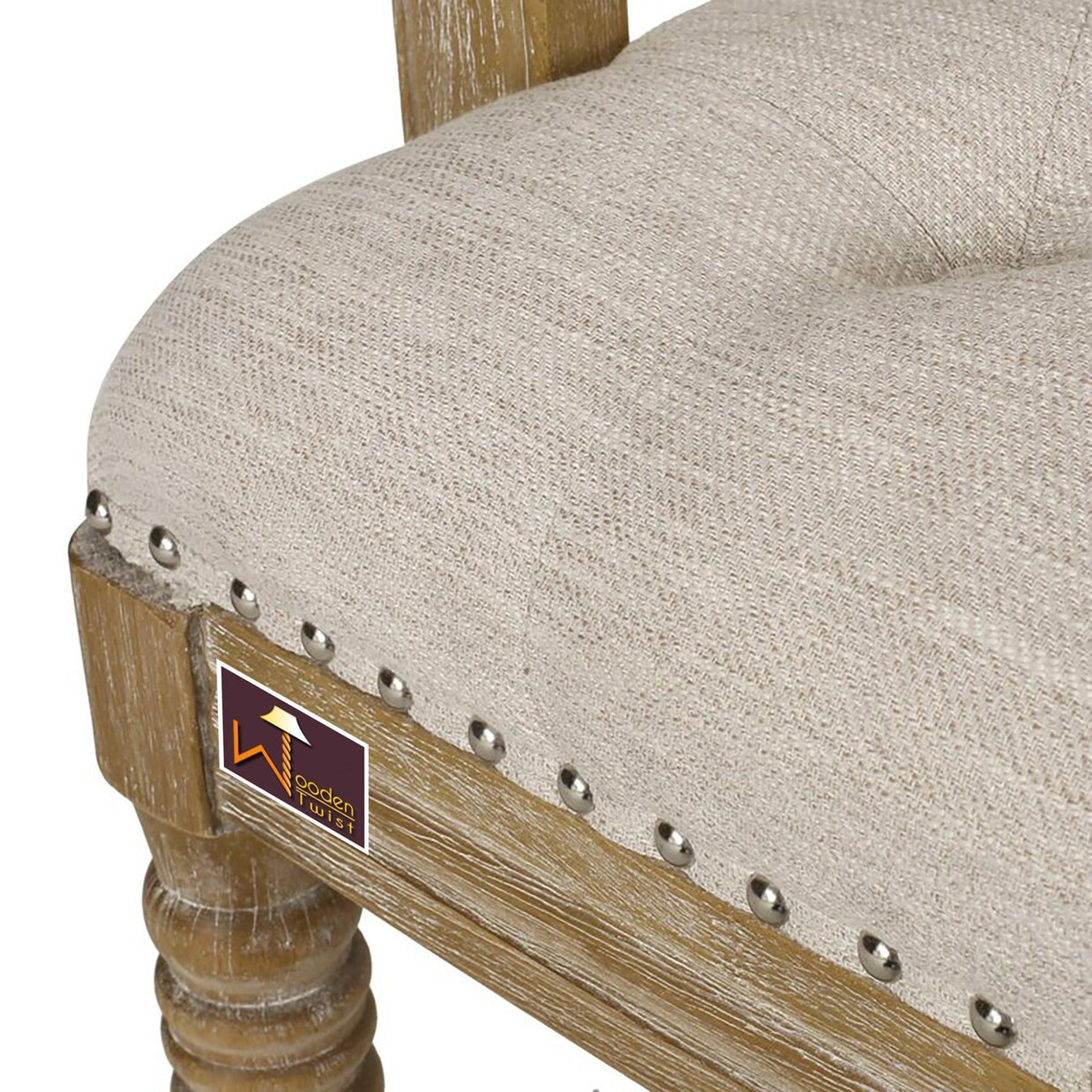 Wooden Flared Arm Loveseat Bench for Living Room Comfort for Backrest (2 Seater, Beige) - WoodenTwist