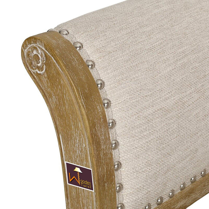 Wooden Flared Arm Loveseat Bench for Living Room Comfort for Backrest (2 Seater, Beige) - WoodenTwist
