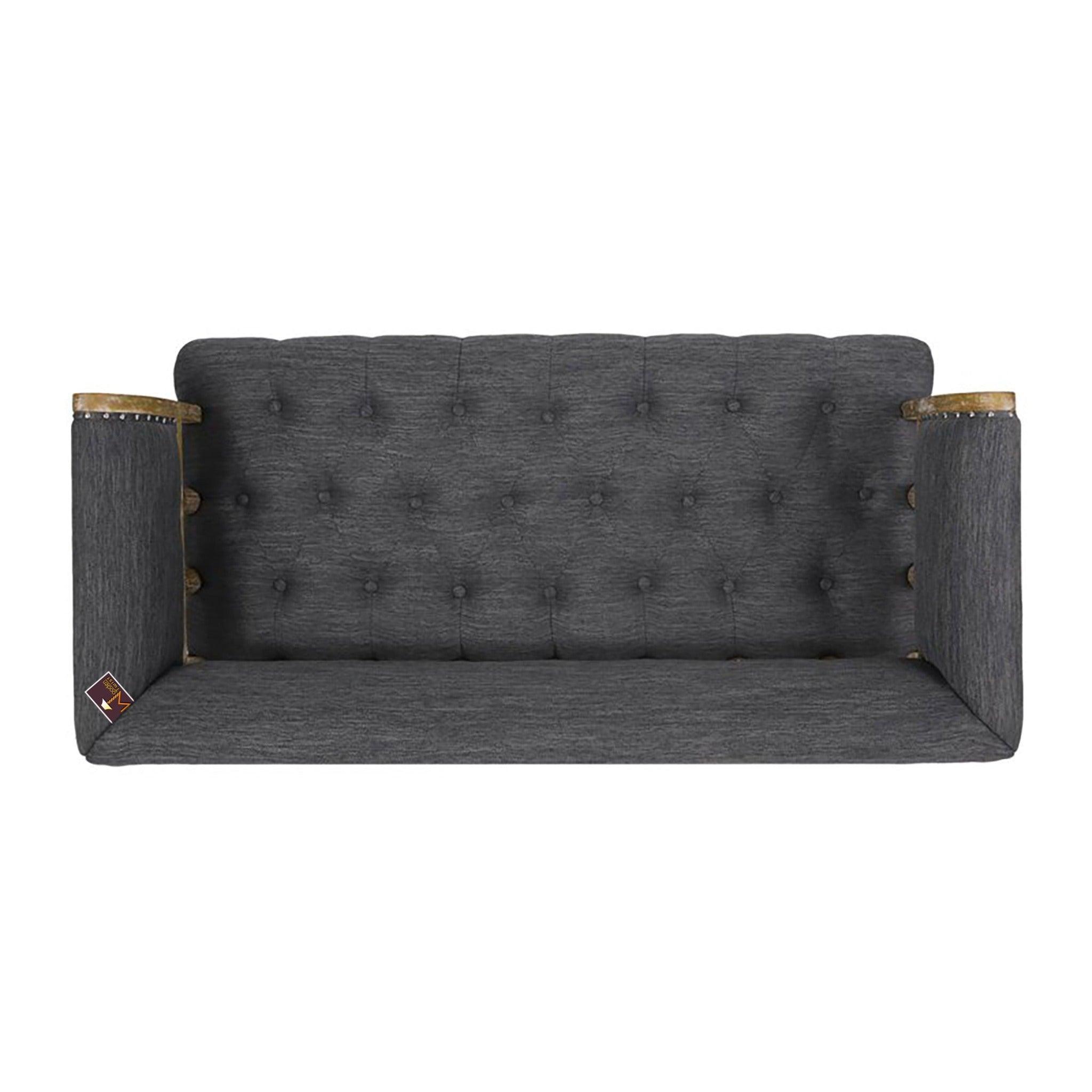 Wooden Flared Arm Loveseat Bench for Living Room Comfort for Backrest (2 Seater, Grey) - WoodenTwist
