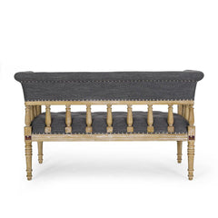 Wooden Flared Arm Loveseat Bench for Living Room Comfort for Backrest (2 Seater, Grey) - WoodenTwist