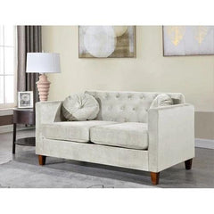 Velvet Square Arm Loveseat 2 Seater Sofa - WoodenTwist