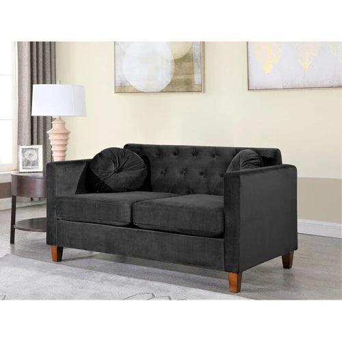 Velvet Square Arm Loveseat 2 Seater Sofa - WoodenTwist