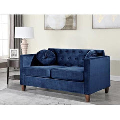 Velvet Square Arm Loveseat 2 Seater Sofa - WoodenTwist