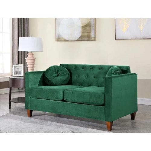 Velvet Square Arm Loveseat 2 Seater Sofa - WoodenTwist
