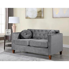 Velvet Square Arm Loveseat 2 Seater Sofa - WoodenTwist