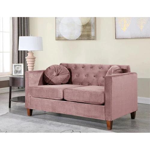 Velvet Square Arm Loveseat 2 Seater Sofa - WoodenTwist