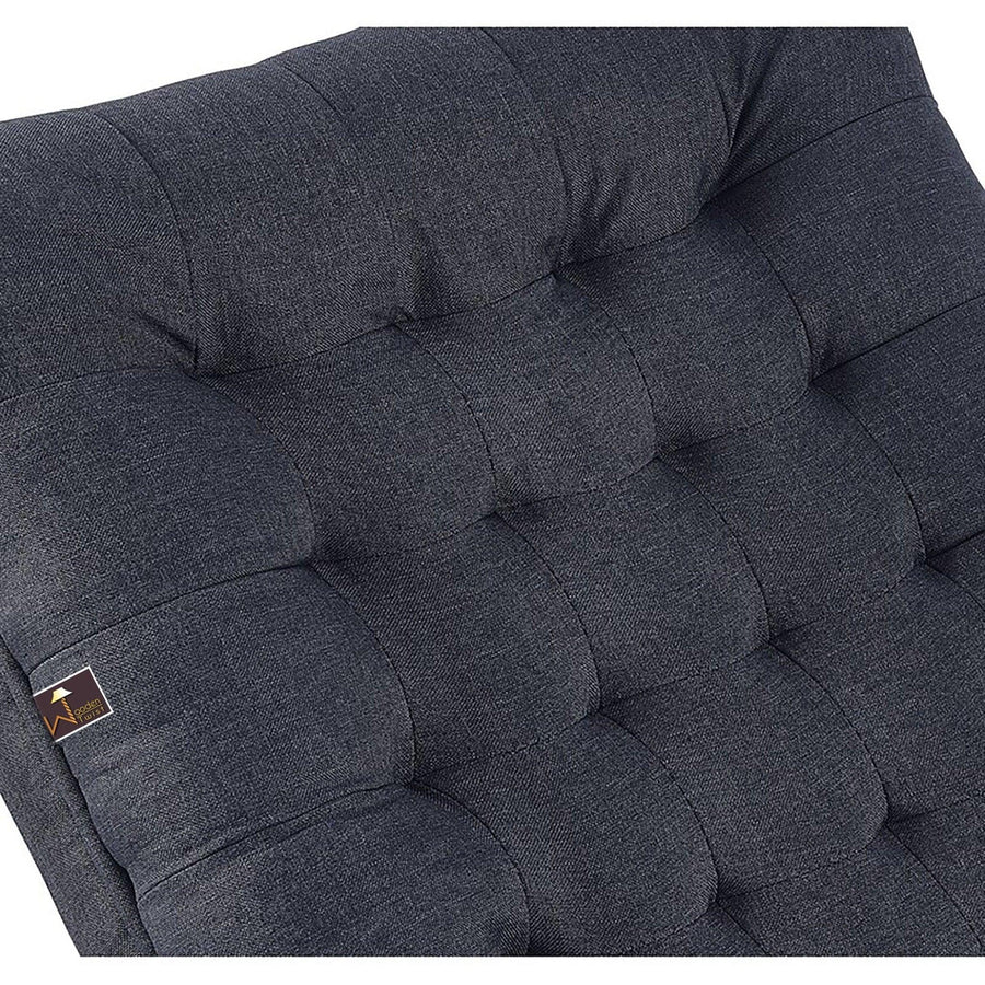 Natural Wood Frame, Grey Fabric Cushion