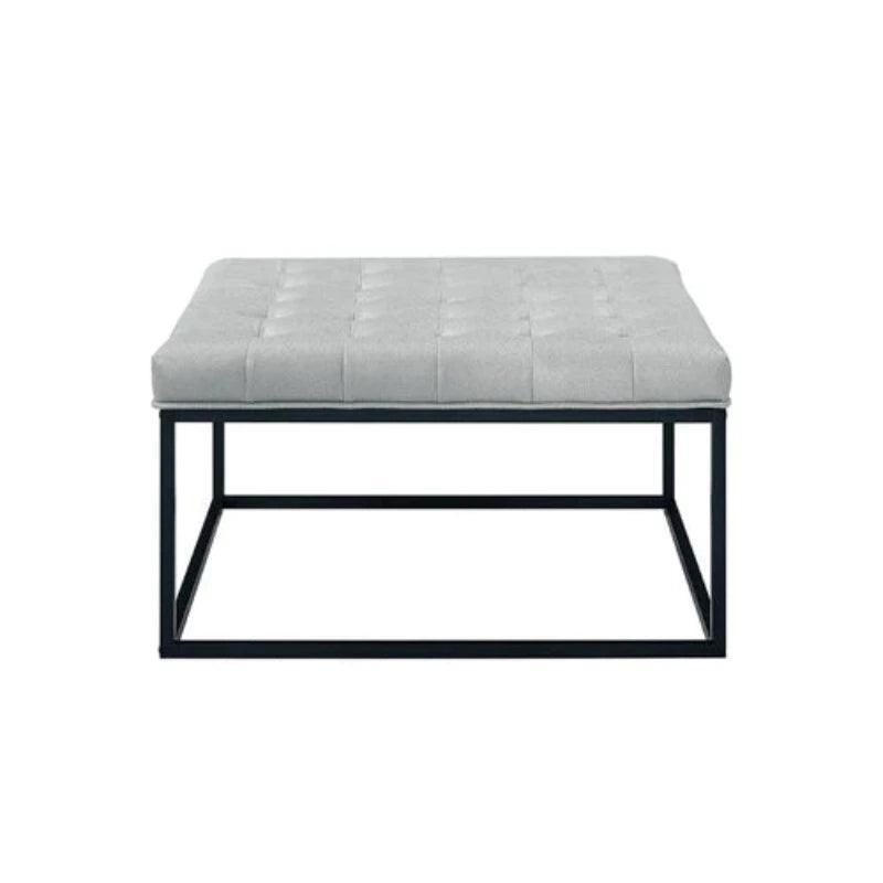 Wide Leatherette Tufted Square Coffee Table For Living Room - WoodenTwist
