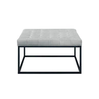 Wide Leatherette Tufted Square Coffee Table For Living Room - WoodenTwist