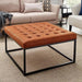 Wide Leatherette Tufted Square Coffee Table For Living Room - WoodenTwist