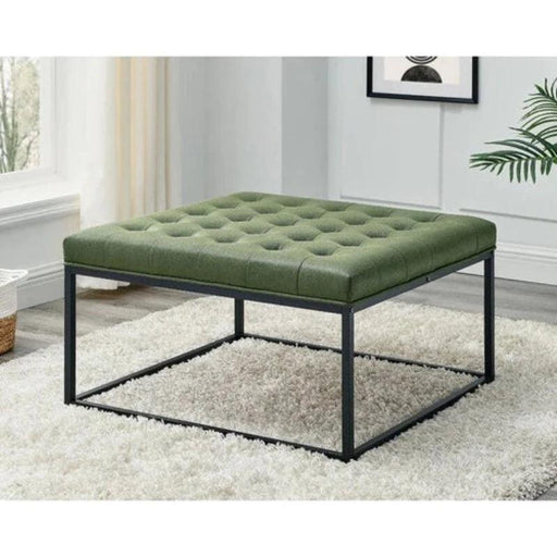 Wide Leatherette Tufted Square Coffee Table For Living Room - WoodenTwist