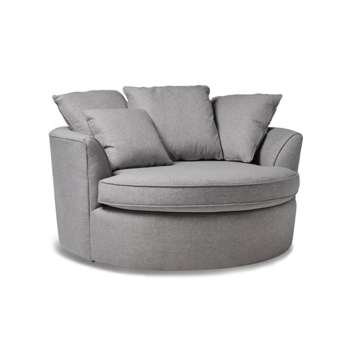 Wooden Modern Round Accent Sofa Barrel Chair With 3 Pillows (Silver) - WoodenTwist