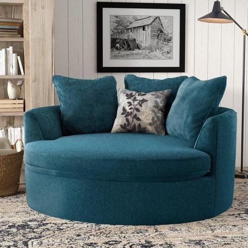 Wooden Twist Velvet Round Solid Wood Barrel Sofa Chair - WoodenTwist
