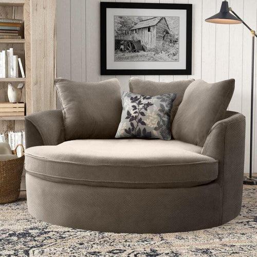 Wooden Twist Velvet Round Solid Wood Barrel Sofa Cuddle Chair Coffee Brown