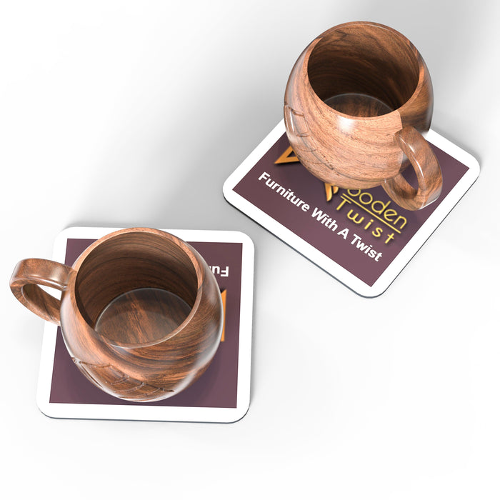 Wooden Handmade Carved Cup For Coffee, Tea (Set of 2) - WoodenTwist