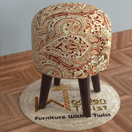Wooden Twist Puffy Ottoman Stool For Living Room Pack Of 1 - WoodenTwist