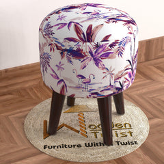 Wooden Twist Puffy Ottoman Stool For Living Room Pack Of 1 - WoodenTwist