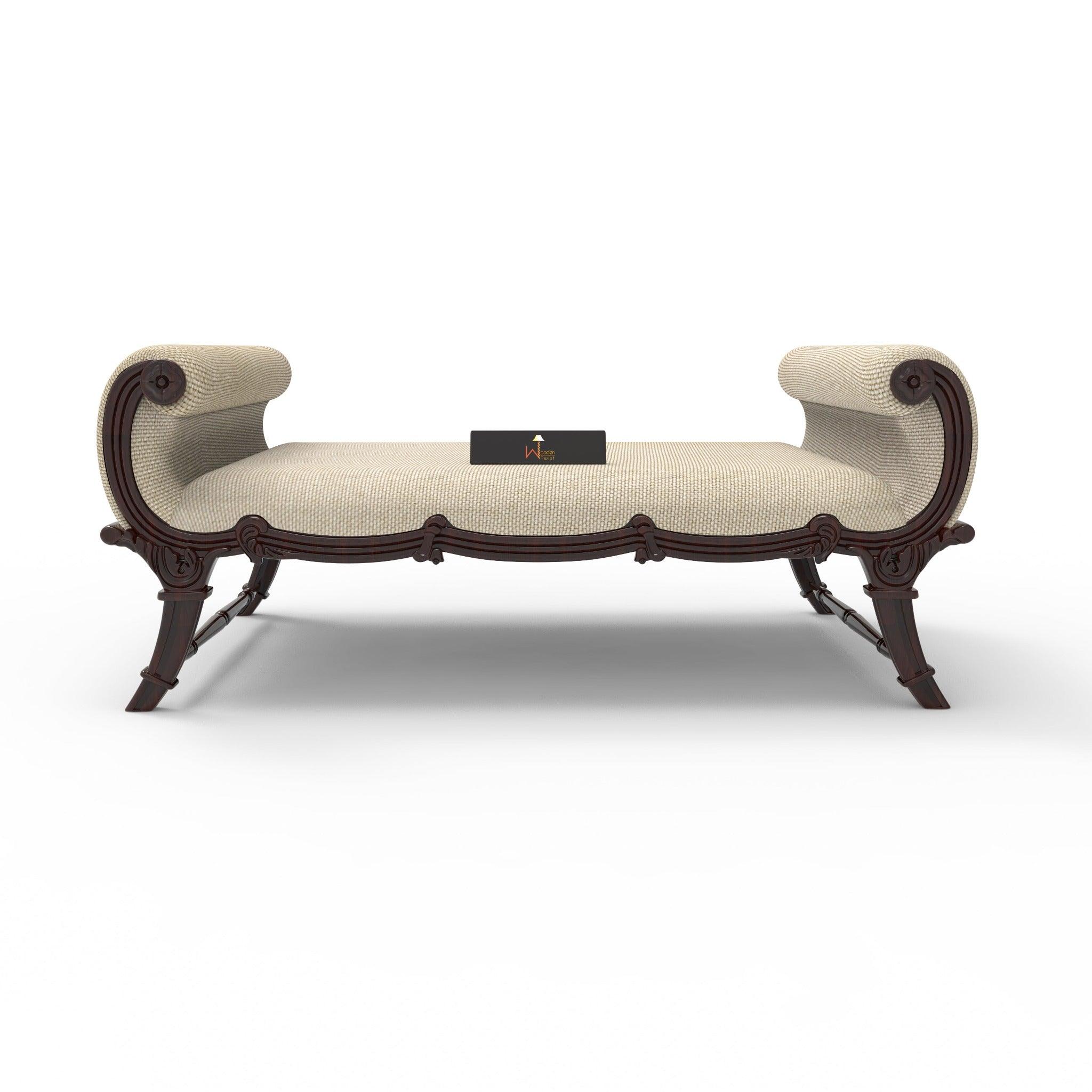 Cama Teak Wood Carved Royal Diwan (Walnut Finish) - WoodenTwist