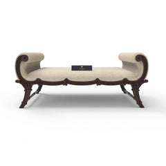 Cama Teak Wood Carved Royal Diwan (Walnut Finish) - WoodenTwist