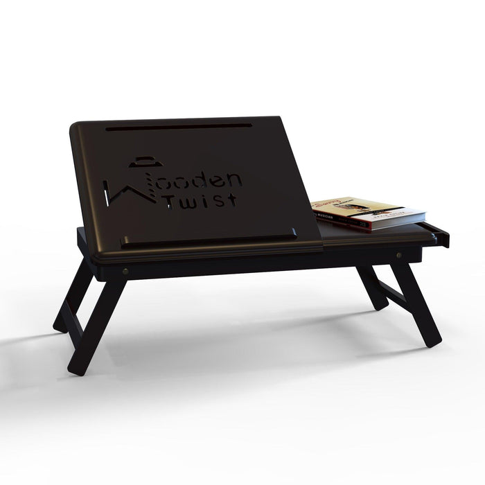 Flexi Wooden Laptop Table With Tablet & Mobile Holder (Brown) - WoodenTwist