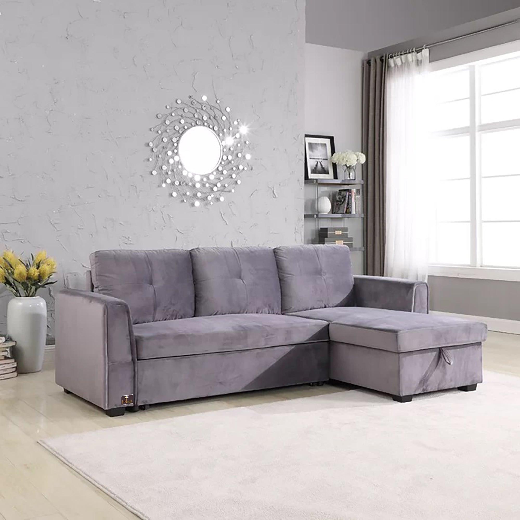 Madera 5 Seater L-Shape Sofa Cum Bed with Comfort Cushion - WoodenTwist