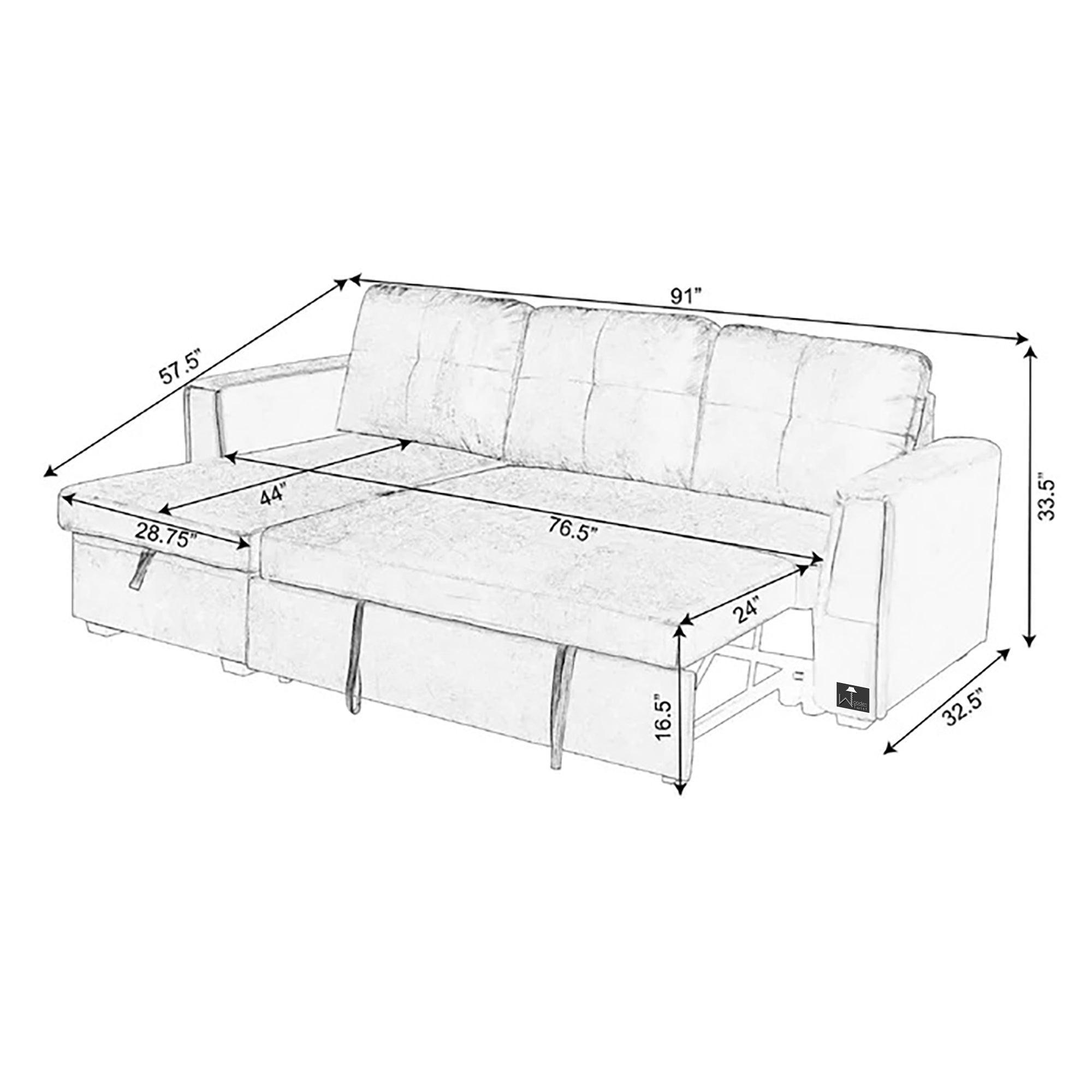 Madera 5 Seater L-Shape Sofa Cum Bed with Comfort Cushion - WoodenTwist