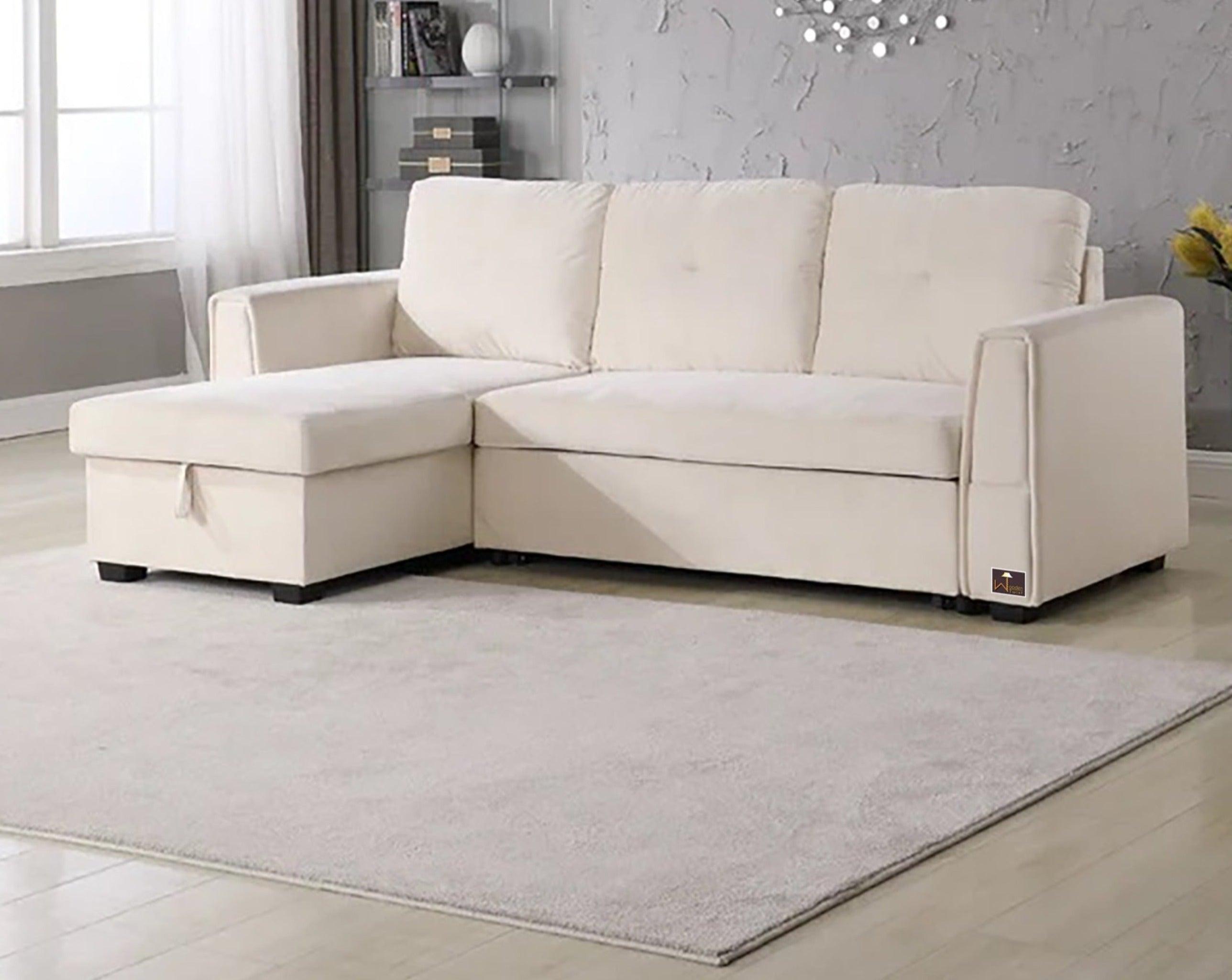 Madera 5 Seater L-Shape Sofa Cum Bed with Comfort Cushion - WoodenTwist